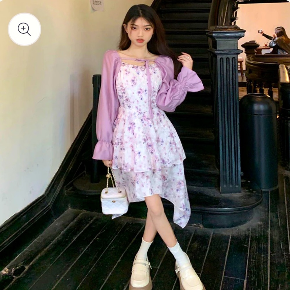 Floral Long-Sleeved Dress